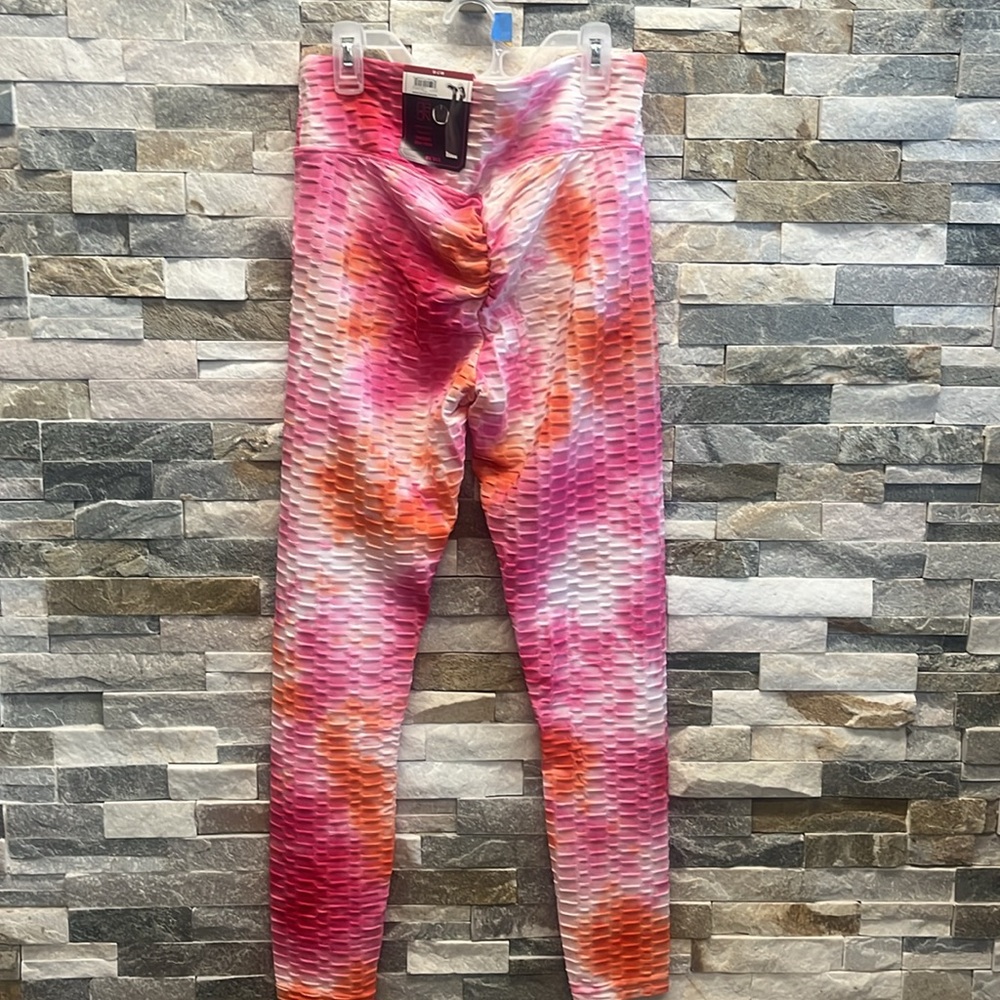 Pink and Orange Textured Leggings - Picture 4 of 6